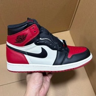 Ready Stock Supply Air Jordan AJ1 Retro High "Banned" Black Red Toe aj1 High-Top Basketball Shoes Fu