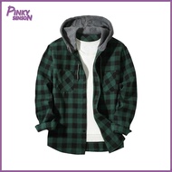 Yoewre Men Winter Shirt Men Flannel Shirt Mens Plaid Hooded Shirt for Daily Wear Perfect for School 