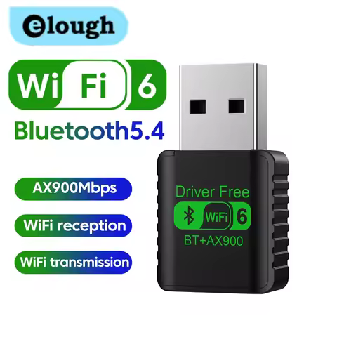 Elough Driver-free Bluetooth BT5.4 WiFi6 Wireless Network Card AX900 Bluetooth WiFi 2 in 1 USB WiFi 