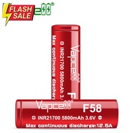 ถ่านชาร์จ Vapcell F58 21700 3.6V 5800mAh 12.5A สีแดง หัวแบน #ถ่านชาร์จ usb #ถ่านชาร์จ 3 7v #ถ่านชา