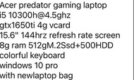 Acer Predator Gaming Laptop i5 GTX1650Ti