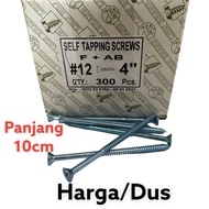 PUTIH Sc99 F+AB 12 x 4" (length 10cm) 12x4 screw tapping lion brand / WHITE SCREW 12x4 inch