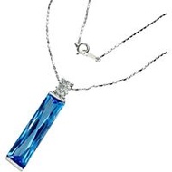 13.55ct Blue Topaz and 0.30ct Diamond Necklace in 18K White Gold, 9.3g, 40cm, Women's