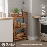 Melaleuca Wood Shelf for Decorations Portable Multi-Purpose Wooden Shelf, Easy to Assemble, Moisture