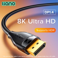 LLANO 8K DP 1.4 Cable DisplayPort 32.4Gbps High Speed Cable DP1.2 4K 2K 165Hz 144Hz DP male to DP male cable for PC Laptop Video TV Computer Switch PS5 PS4 Pro Gaming monitor Audio