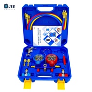 Ueblock✈ 3 Way AC Diagnostic Manifold Gauge Set with 5FT Hoses Automotive AC Gauge Set for R22 R134A