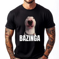 Bazinga Cringe Meme Dog Genz Vintage Style Men's T-Shirt Trendy Teen Fashion Cotton