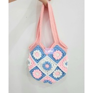 HANDMADE KNITTED TOTE BAG/TOTE BAG/CUTE TOTE BAG FLOWER TOTE BAG/TOTE BAG FLOWER CROCHET TOTE BAG