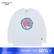 [ADLV X Hello Kitty] Artwork Long Sleeve T-Shirt White - Oversized Fit Unisex T-Shirt acme de la vie