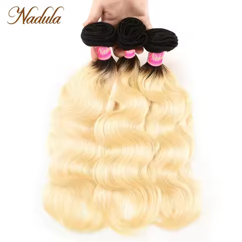 Nadula Hair 3 Bundles Brazilian Body Wave 10-20inch Ombre Hair Bundles 100% Human Hair Weaves T1b/61