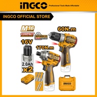 INGCO Combo set ชุดสว่านไร้สาย 16V 60Nm และ สว่านไขควงกระแทกไร้สาย 16V 170 Nm COSLI240968