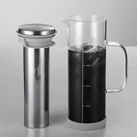 QX2E Functional Cold Brew Coffee Jug Refreshing Cold Brew Coffee Machine with Silicones Sleeve for H