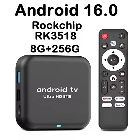 RK3518 Android 16.0 Smart Tv Box Voice Control 8K HDR10 BT5.4 WiFi 6 USB3.0 YouTube Netflix Google P