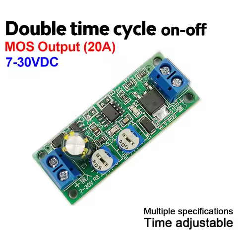DC 7-30V Cycle Timer Delay On/Off Switch Delay Relay Dual-MOS Output Module 0-10sec/0-100sec/0-30min