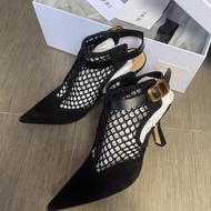 Dior黑色裸空尖頭露跟高跟鞋涼鞋 37號 僅試穿 原價近五萬