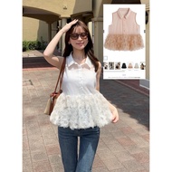 SEVEN | Japan • GRL • Gauze Ruffled Sleeveless Shirtღ
