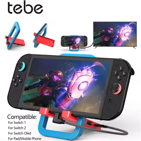 Tebe Foldable TV Docking Station for Nintendo Switch 1/2/OLED Stand Holder with 4K 60hz HDMI-adapter