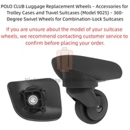 2pcs POLO CLUB Luggage Replacement Wheels Model 9025 | 360° Silent Swivel Suitcase Caster Wheel Spar