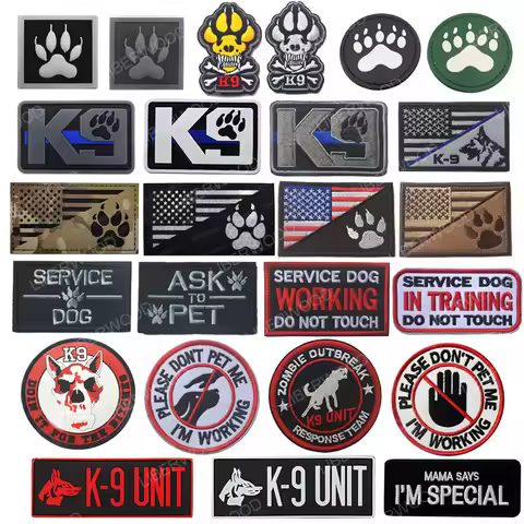 Trooper Sheriff Tactical K9 UNIT Black Grey Hook Back Patch For Body Armor K-9 Badge Applique