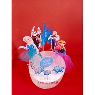 FROZEN CAKE TOPPER BLUE & PURPLE SKIRT/ KEK TOPPER FROZEN GAUN BIRU & UNGU