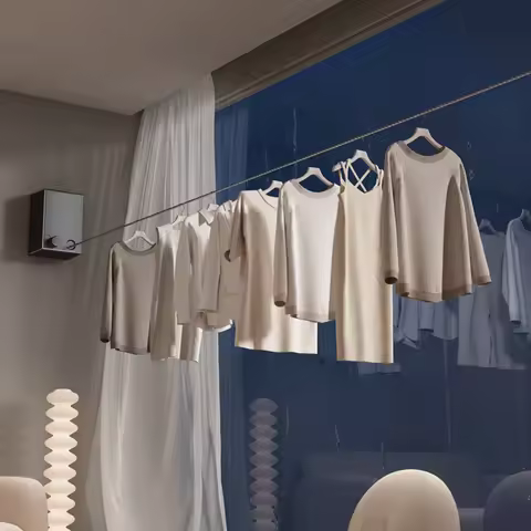 Retractable Clothesline Laundry Hanger Clothes Drying Rack Double Layer Stretchable Clothes Line Lau
