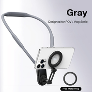 Sanptoch ตัวยึดคอแม่เหล็กสำหรับโทรศัพท์ที่ใส่โทรศัพท์มือถือบันทึกวิดีโอเซลฟี่ตัวยึดคอ POV/Vlog สำหรั