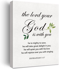 Christian Canvas Wall Art Motivational the Lord Your God Zephaniah 3:17 Canvas Print Scripture Bible