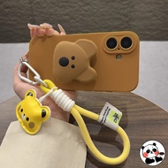 Cute 3D Bear Holder Phone Case For Realme GT7 GT6 GT Neo 7 7X 6 SE GT5 GT2 GT Neo 5 SE 3 Pro 2 2T No