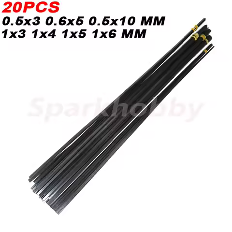 20PCS Carbon Fiber Sheet Diameter 0.5x3 0.6x5 0.5x10 1x3 1x4 1x5 1x6MM Length 0.5M/500MM for RC Mode