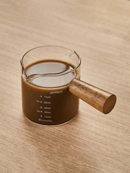玻璃咖啡量杯配有刻度,木柄,奶與意式濃縮咖啡盎司杯
