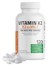 Bronson วิตามินเค 2 - Vitamin K2 as MK-7 Menaquinone 100 mcg Non-GMO 120 Capsules