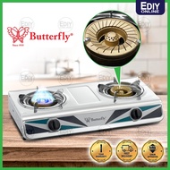 BUTTERFLY BGC-2015 DOUBLE BURNER GAS COOKER STOVE STAINLESS STEEL WITH SIRIM DAPUR MASAK MEMASAK DUA