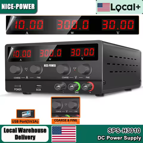 Nice-Power Adjustable DC Power Supply 30V 10A Lab Power Supply 300W Voltage Regulator Stabilizer 60V