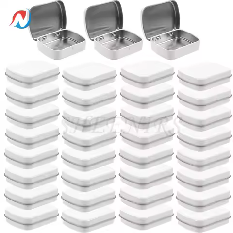 20/30/50pcs 2.3x1.8x0.6 Inch Empty Portable Metal Hinged Lid Empty Storage Boxes Tins Containers for