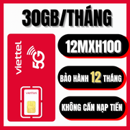 (MIỄN PHÍ 1 NĂM) Sim 4G 5G Viettel 12MXH100 Miễn Phí Không Giới Hạn Truy Cập MXH Tặng Thêm 1GB/ngày