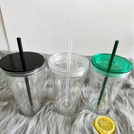 Reusable Limited Starbucks Cold Cups Plastic Black / Transparent Tumbler With Lid And Straw Black Cup 500ml/710ml