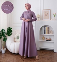 Gamis polos kombinasi rempel susun dada bahan katun toyobo