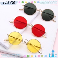 LAYORSG Vintage Sunglasses Circle Glasses Metal Frame Fashion Round Sunglasses