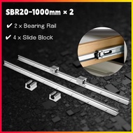 2 ชิ้น SBR20-1000mm Linear Slide Rail Shaft + 4pcs SBR20UU Baring Slide Block Hot 2ชิ้น