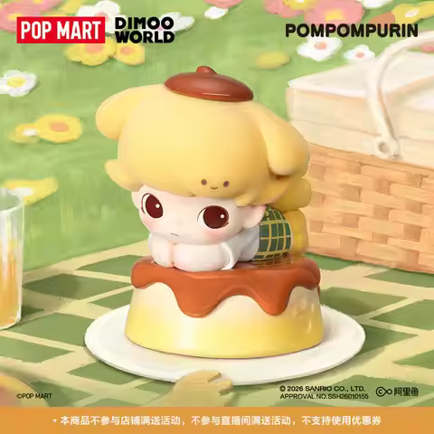 New POPMART DIMOO WORLD × Pompompurin Cinnamoroll Series Blind Box Cute Cartoon Anime Decor Collecti