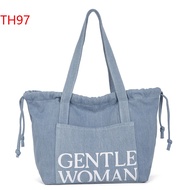 Versatile Thailand Niche Drawstring Shoulder Bag Large Capacity Denim Bag Tote Bag Womens Bag Stylis