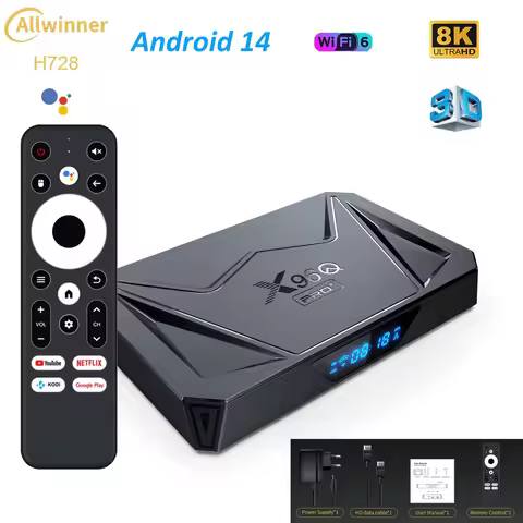 Android TV Box Allwinner H728 TV Box 1000M Wifi6 Support 8K Video Media Player Streaming TV Box X96Q