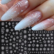 2pcs Glitter White Snowflake Christmas Nail Art Stickers Snow In Winter HOHO Letter Candy Powder Sno
