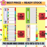 Local PVC COLOUR INDEX DIVIDER / 5'S / 10'S / 12'S / A-Z / INDEX DEVIDER