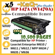 5x Compatible  147A Toner W1470A With Chipset for  LaserJet Enterprise M610 M611 M612 MFP M634 M635 