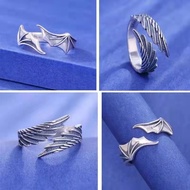Angel and Devil Wings Couple Thai Silver Ring European American Cross-Border Jewelry Unique Open Ring