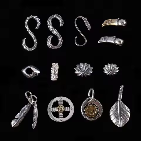 Takahashi Goro S925 Sterling Silver Charms Vintage Necklace Simple Indians Feather DIY Pendant For M