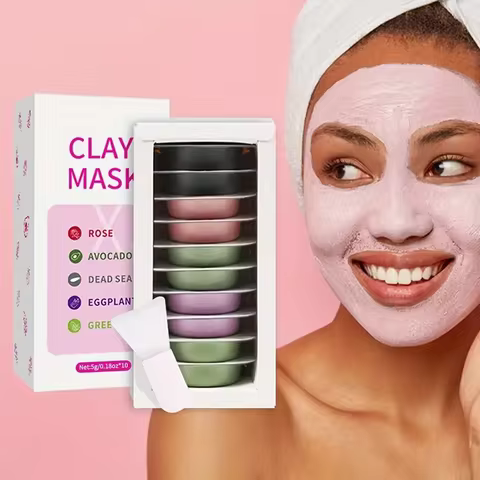 10pcs Clay Mask,Gentle Cleansing,Moisturizing and Hydrating Skin,Eggplant/Rose/Green Tea Mask Restor