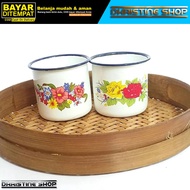 Cangkir Kembang Enamel Jadul Paket 6pcs 1/2Lusin - Gelas Klasik - Cangkir Jadul - Gelas Seng - Cangk