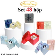 48 paper ring boxes 4x4x3 H443N with colorful bows - Pauline's Store